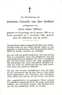 Johannes Cornelis van den Kerkhof- Anna Maria Dekkers